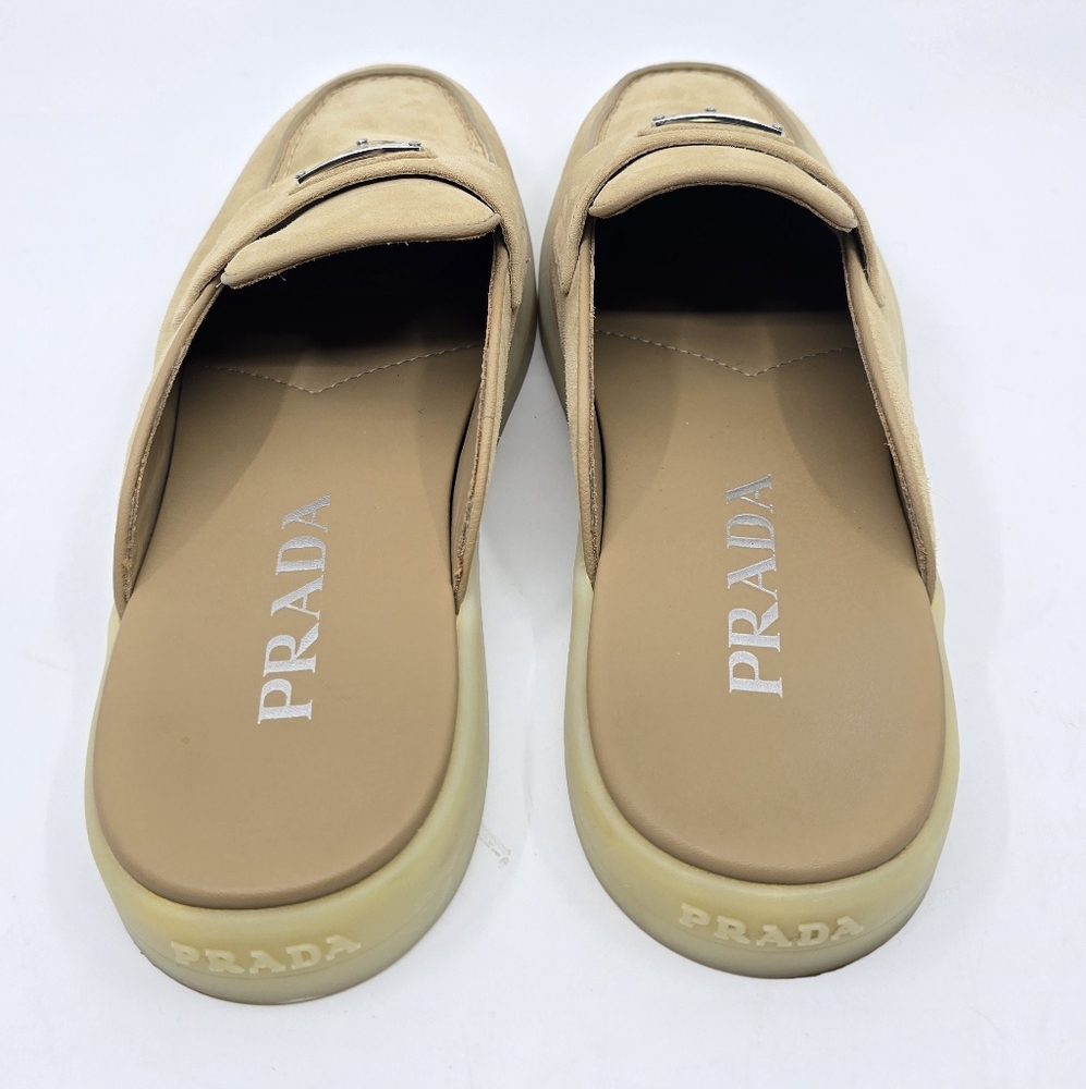 Prada Ecru Suede Mules - 38 - Picture 9 of 16